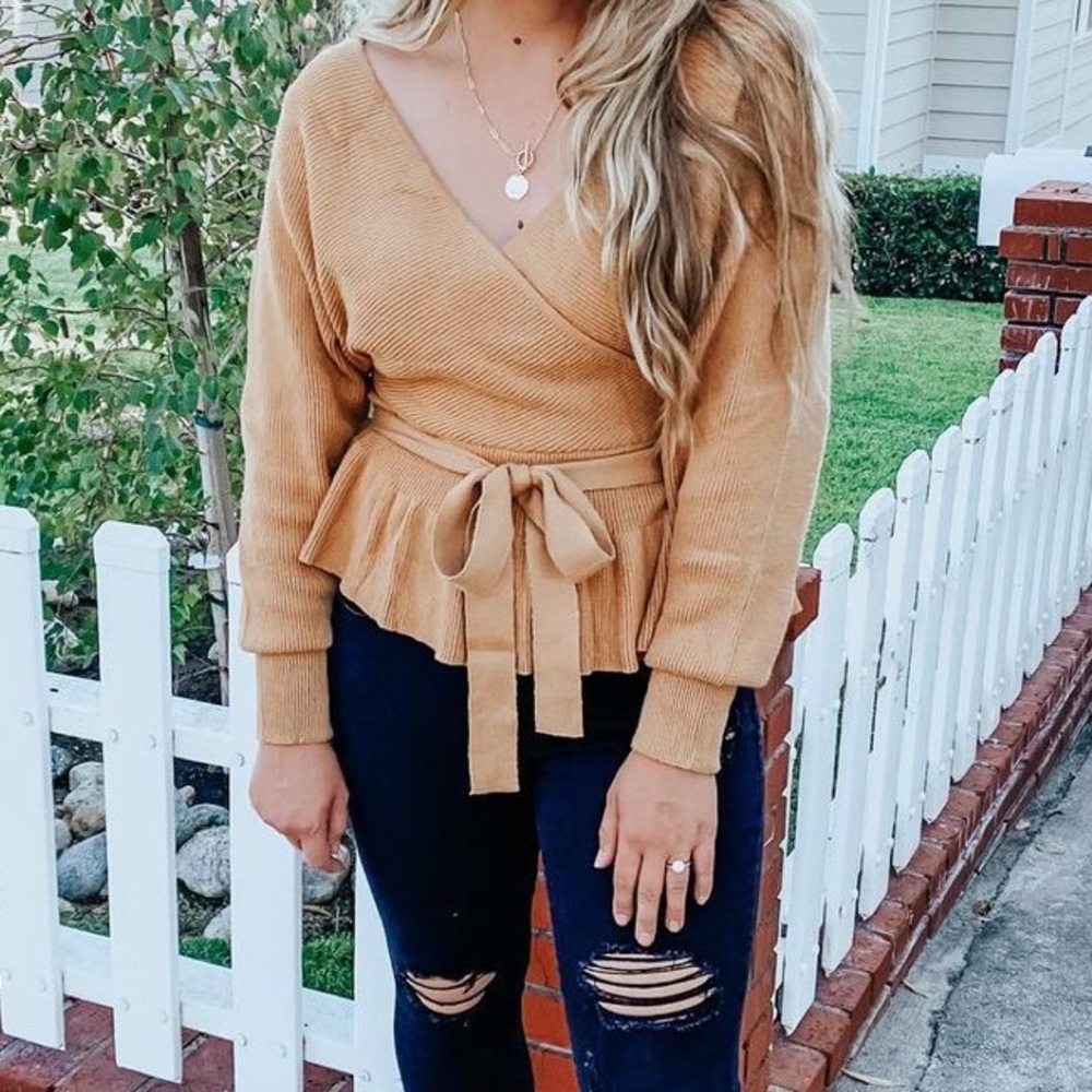 Tan Wrap Sweater
